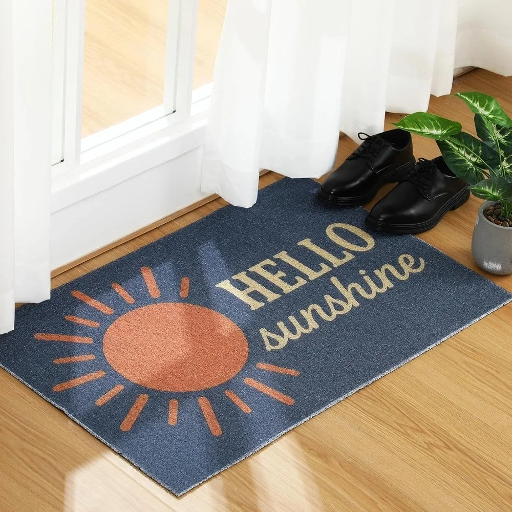 Drydiet 2 Pcs Hello Sunshine Decorative Doormat Summer Welcome Mats 24x36 Inch